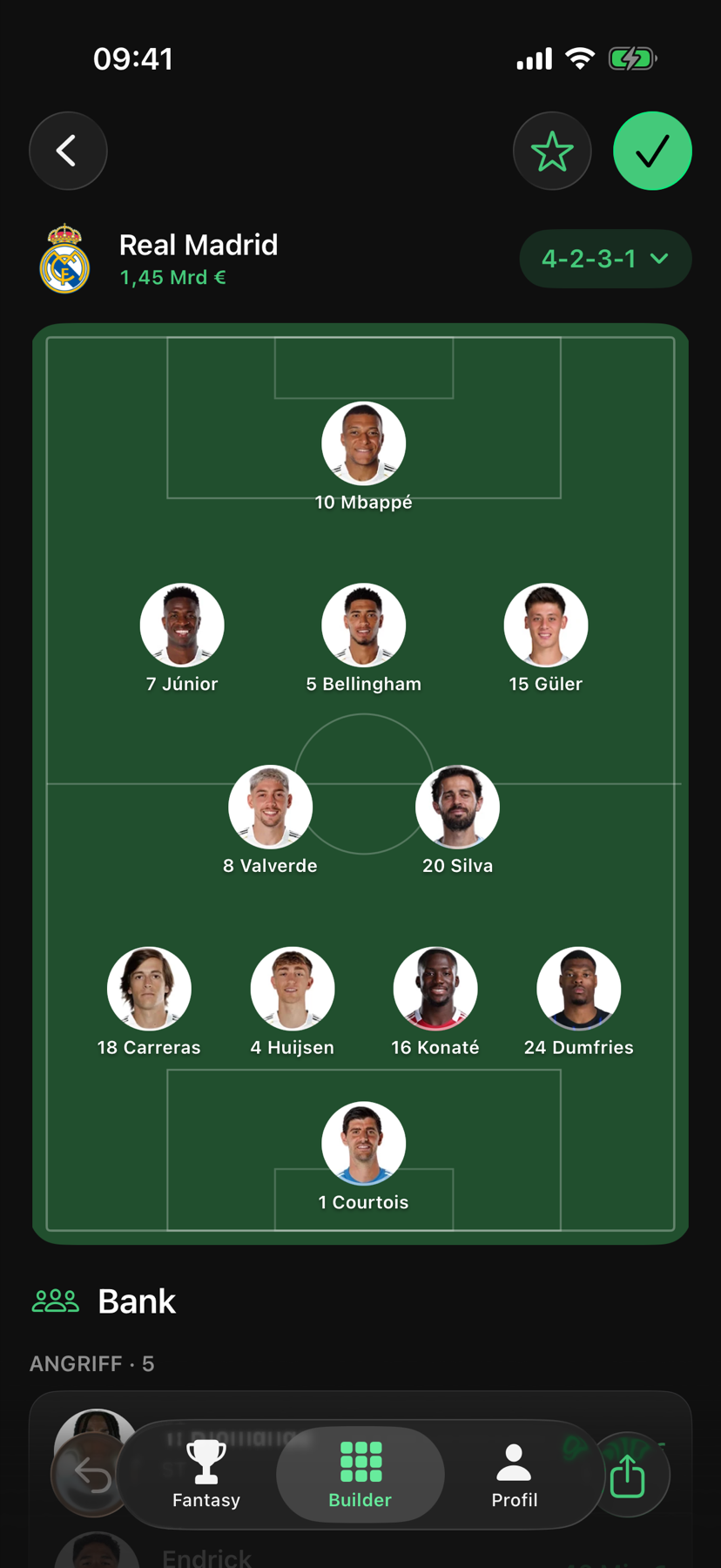 Eigenes Team im Squad Builder